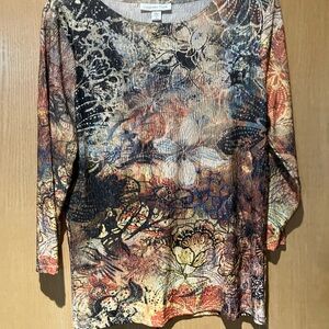 Coldwater Creek Multicolor Floral Long Sleeve Top